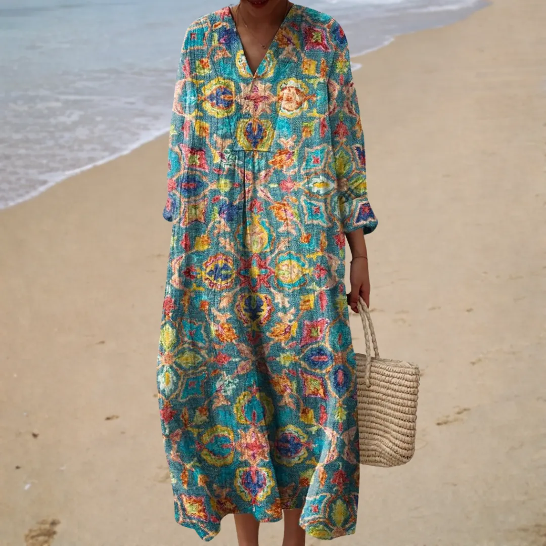 Vestido de verão estampado lisonjeiro