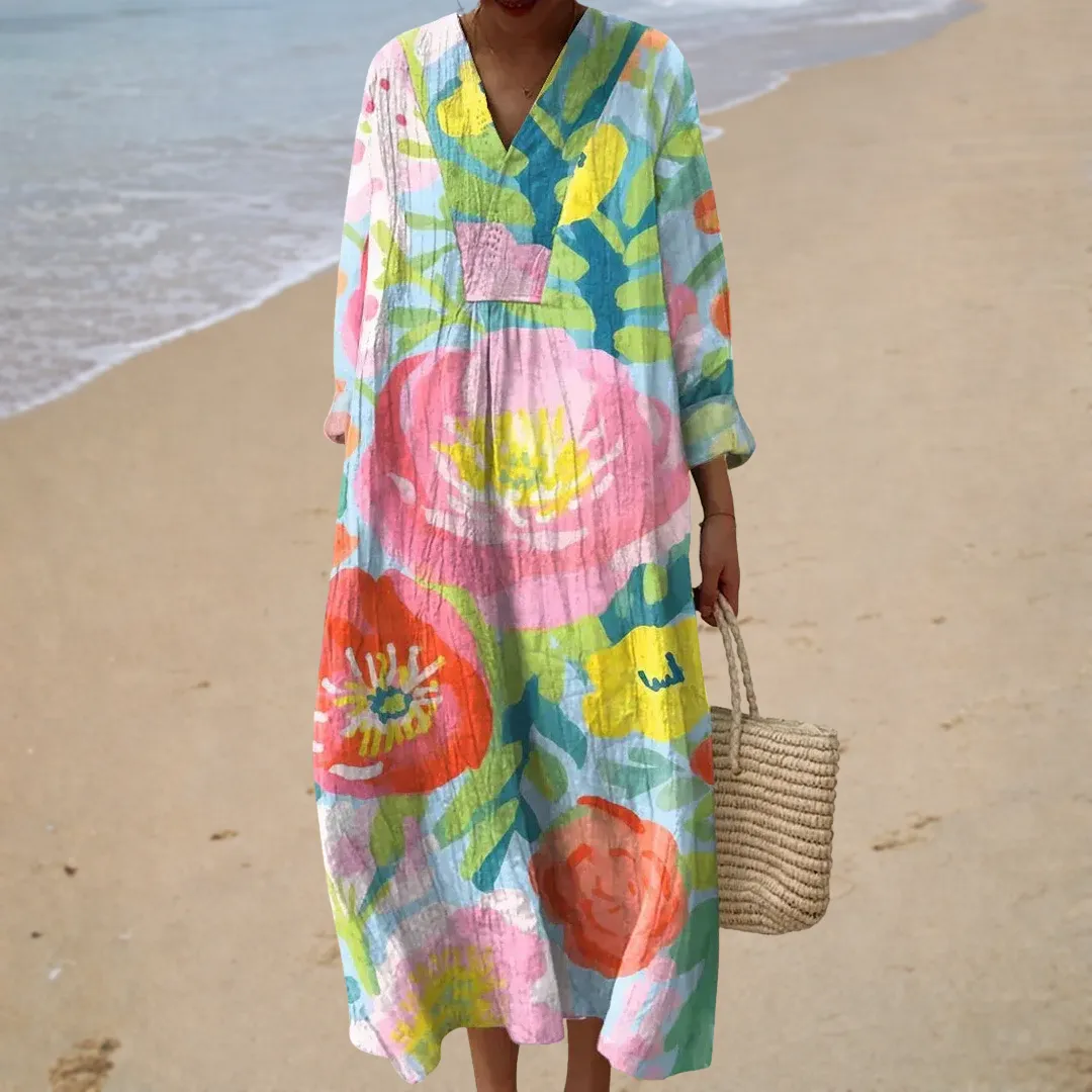 Vestido de verão estampado lisonjeiro