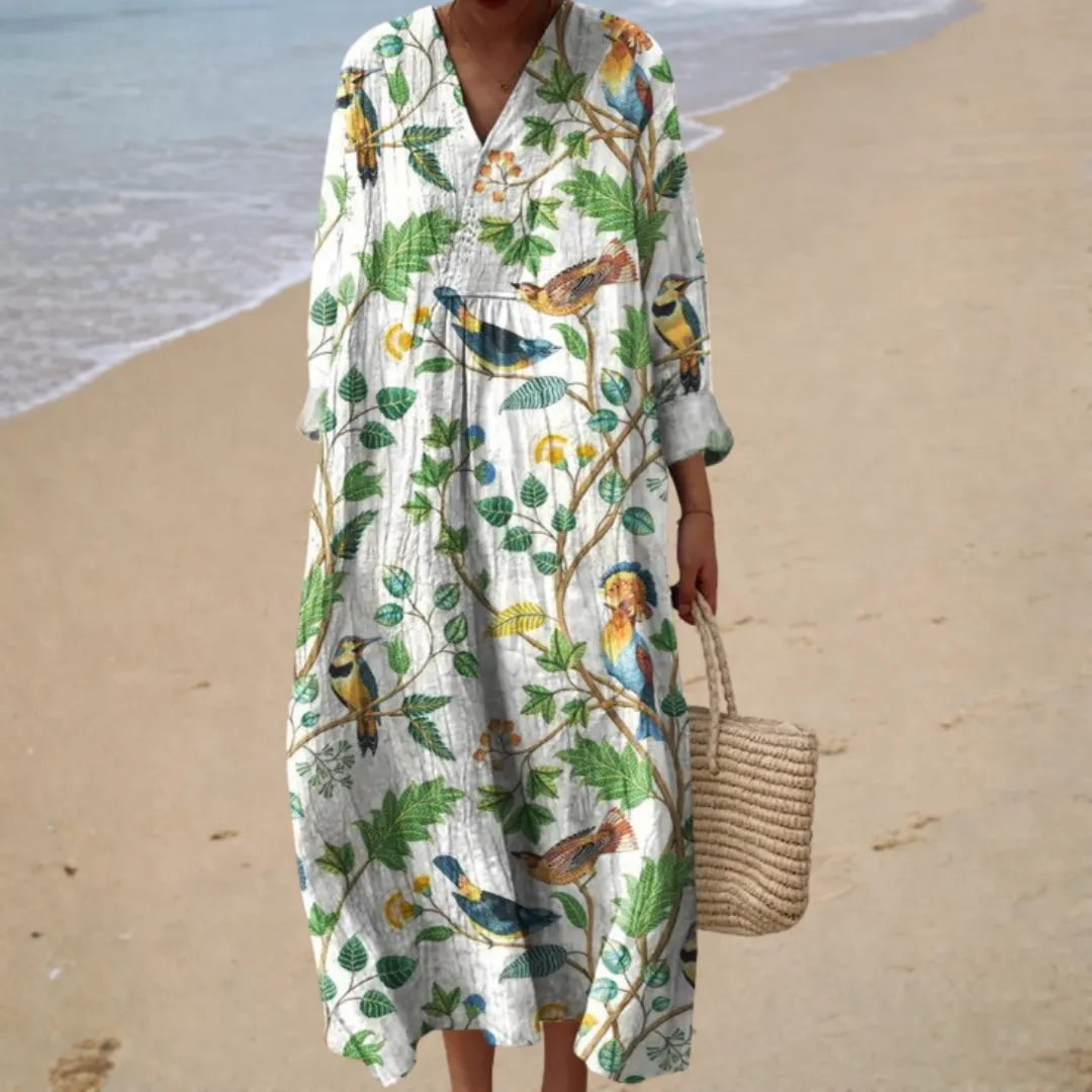 Vestido de verão estampado lisonjeiro