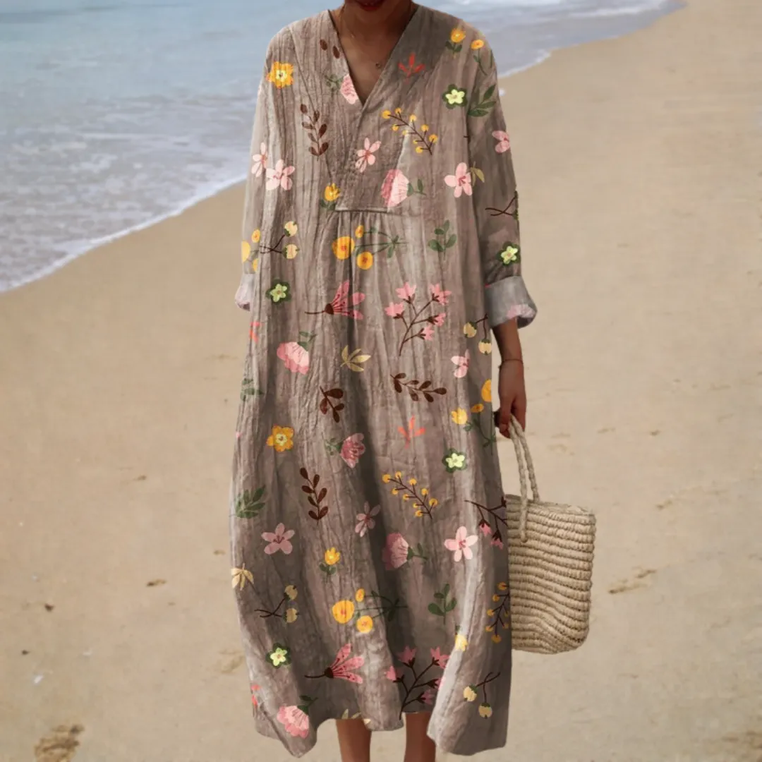 Vestido de verão estampado lisonjeiro