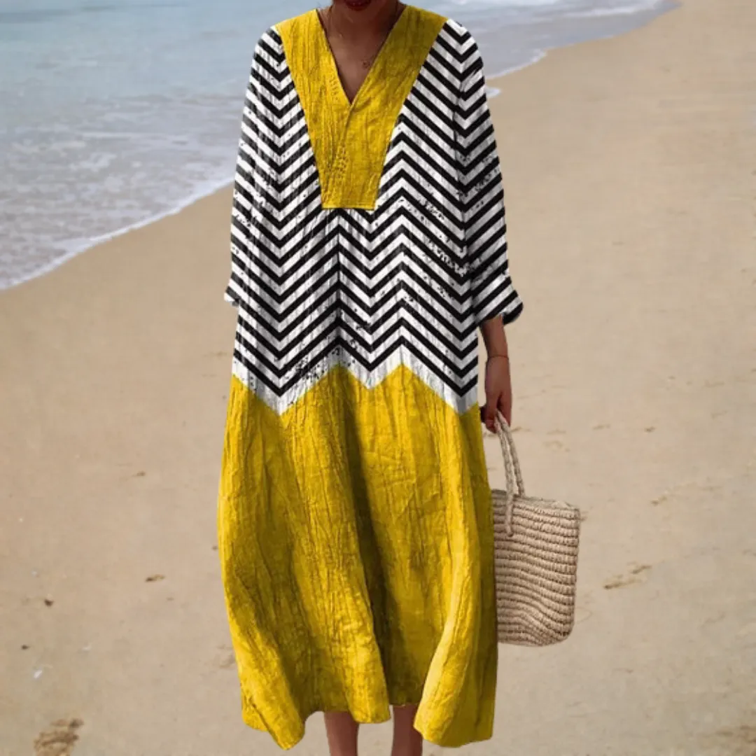 Vestido de verão estampado lisonjeiro