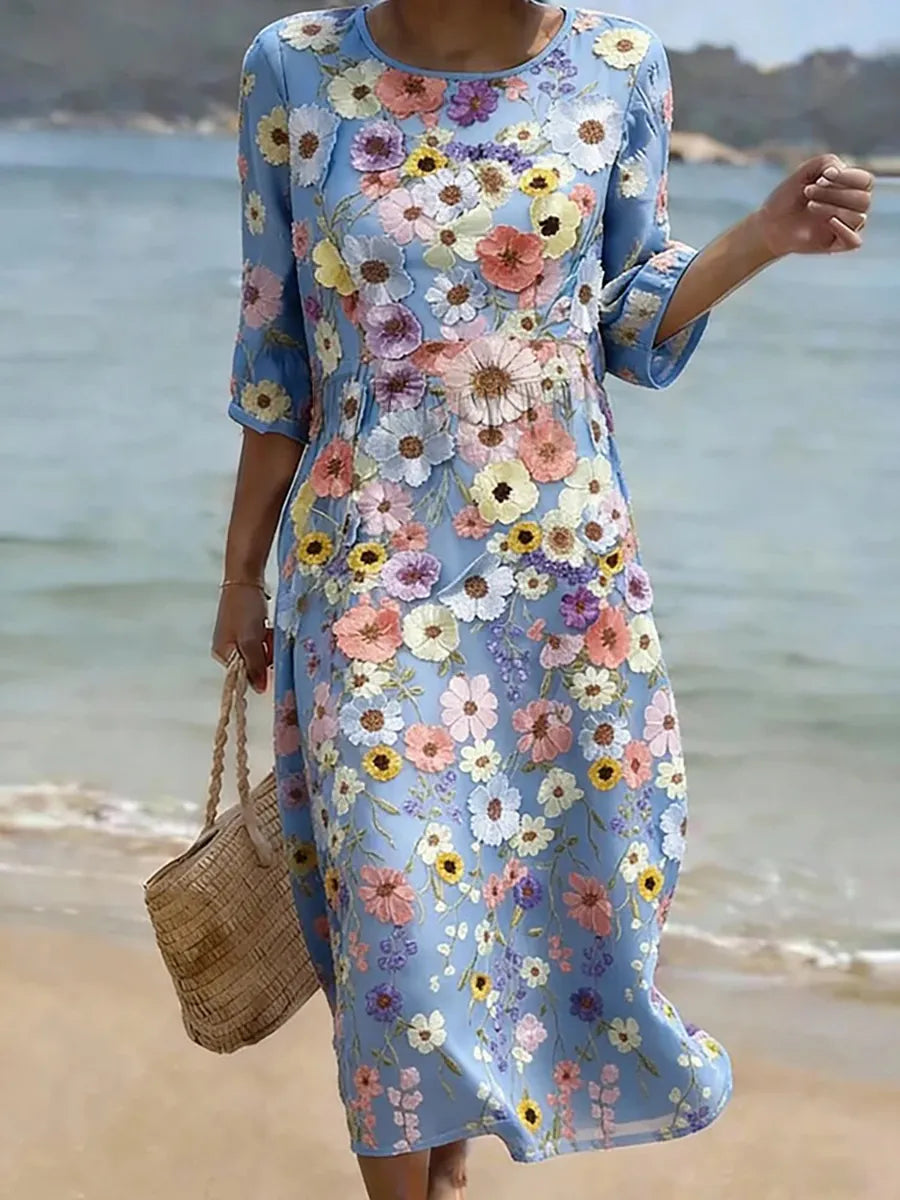 Solène – Vestido casual com estampa floral